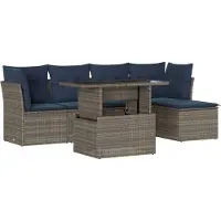 Syfax Ensemble de canapé de jardin 6 pcs avec coussins gris résine tressée