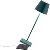 Zafferano Lampe De Table Led Poldina Pro Vert Foncé, Rechargeable Et Dimmable Avec Une Autonomie Allant Jusqu'À 12 Heures