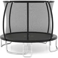 Costway Trampoline Ø305cm Outdoor, trampoline de jardin rond avec échelle, filet de sécurité, couverture de bord & cadre métallique, trampoline pour enfants&adultes