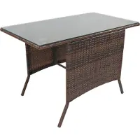 VCM Table de jardin | Table en rotin avec plaque de verre | Dimensions env. H. 74 x W. 114 x D. 64 cm | Table de jardin | Mobilier de jardin – Raloso 114x64