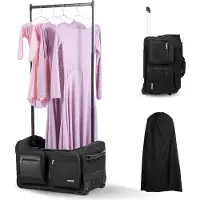 Vevor Sac de Danse avec Portant Vêtements Hauteur Réglable Sac de Sport à Roulettes 584,2 mm avec Port USB Rideau de Protection Poches Multifonctions Rangement
