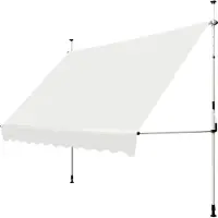 Costway 300cm de large Marquise à pince Marquise de balcon avec manivelle Marquise solaire 200-300 cm réglable en hauteur sans percer Beige