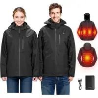 Vevor Veste Chauffante Homme avec Batterie 7,4 V, Manteau Électrique Softshell, Coupe-vent, Imperméable, 5 Zones de Chauffage, 3 Niveaux de Chaleur, pour Randonnée, Camping, Ski, Pêche, Cyclisme, S