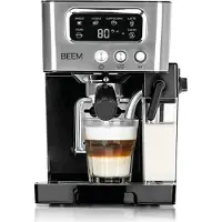 BEEM ESPRESSO-LATTE Machine à café porte-filtre | 15 bar | Avec réservoir de lait de 0,4 L & réservoir d'eau de 1,4 L | Ecran LCD | Consistance individuelle de la mousse de lait