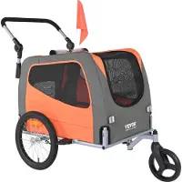 Vevor Remorque de Vélo Chien Pliable Charge 30 kg Poussette Animaux de Compagnie 2en1 Cadre Facile à Plier avec Roues à Dégagement Rapide