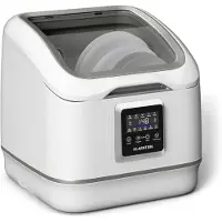 Klarstein SilentScrub Lave Vaisselle de Table - Compact & Portable, 3 Couverts, 7 Programmes, Écran Tactile, Nuisance sonore de 55 dB, Réservoir d'Eau, Lave Vaisselle Compact