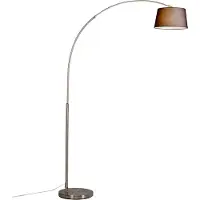 QAZQA Lampadaire arc moderne en acier avec abat-jour en tissu noir - Arc Basic