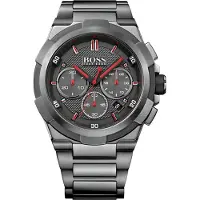 HUGO BOSS Montre Homme 1513361 Supernova Chronograph - Boîtier acier 46 mm, cadran noir, bracelet gris, mouvement quartz