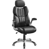 Songmics Fauteuil de direction, ergonomique, accoudoirs pliables, noir