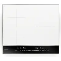 Klarstein DualTone Hybrid Plaque Cuisson à Induction - 4 Zones, 7200 W, Flex Zone,par Curseur, Fonction Booster & Minuterie, Cadre Aluminium, Blanc, 60 cm