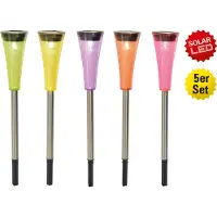 Näve LED Piquet de terre solaire, set de 5 - acier inoxydable, plastique - rouge, violet, orange ; 4180761