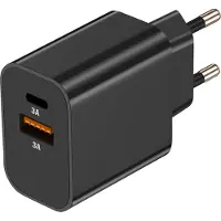 Akashi Chargeur Secteur Usb-a + Usb-c 15w Noir -