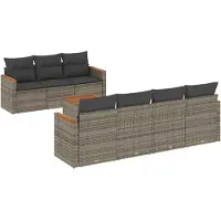 vidaXL Ensemble de jardin canapé 8 pièces avec coussins Gris Poly rotin