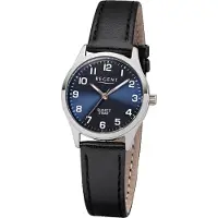 Regent Montre femme élégante analogique bracelet cuir noir montre à quartz chiffres feuille bleu UR2113419