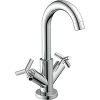 Schutte ELIOT Mitigeur de lavabo avec tirette, robinet de salle de bains avec vidage chromé