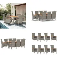 vidaXL 9 pcs. Salon de jardin avec coussins Gris Poly Rotin - Salon de jardin - Salon de jardin - Salon Terrasse