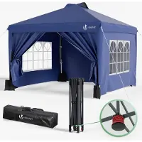 VOUNOT Pavillon pliant Pop Up 3 x 3 m avec 4 panneaux latéraux et 4 sacs de sable, bleu