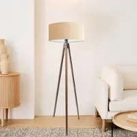 Opviq , lampadaire haut de gamme, beige, hauteur 200 cm | Corps en tissu, diamètre de l'abat-jour : 38 cm, hauteur : 21 cm | Douille E27, 40 W max. | Design scandinave pour un intérieur moderne.