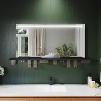 Sonni miroir de salle de bains 120 x 60 cm, tricolore, intensité lumineuse variable, RA90, antibuée, avec tablette multifonctionnelle
