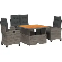 vidaXL Ensemble de jardin 4 pièces avec coussins Gris Poly rotin