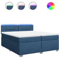 vidaXL Lit boxspring avec matelas bleu 200x200 cm Tissu