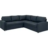 Ebuy24 Sacramento Canapé d'angle, espace de rangement dissimulé et lit gigogne, bleu foncé.
