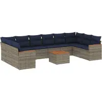 Syfax Ensemble de canapé de jardin 11 pcs avec coussins gris