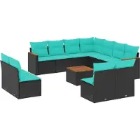 Syfax Ensemble de canapé de jardin 12 pcs avec coussins noir
