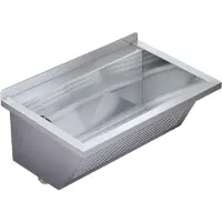 Kwc Lavabo mural , modèle SIRIUS, en acier inoxydable chromé, dimensions 750 x 354 x 500 mm, bonde à gauche