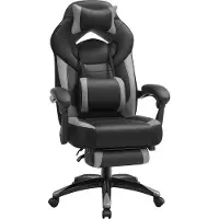 Songmics Chaise de jeu, chaise de bureau, réglable en hauteur, Gris