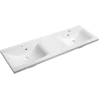 Hak Sapho Lucia - Meuble double évier 1500x480 mm, avec trop-plein, 2 trous pour robinetterie, blanc 50154