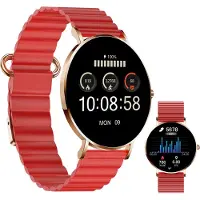 Xlyne Montre connectée XCOAST SIONA 2 Wave Rouge pour femmes - AMOLED, étanche, pulsations cardiaques, tension artérielle, oxygène dans le sang, batterie 7 jours, iOS et Android