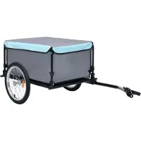 Prolenta Maison Exclusive - Remorque pour vélo, gris et bleu, capacité de 65 kg