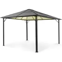Blumfeldt Pergola Aluminium Polycarbonate 3x4m, Pergola Terrasse, Toit Rigide en Polycarbonate, Pergola en Verre Translucide et Eclairage LED Réglables, Structure Alu, Pergola 3x4, Tonnelle de Jardin