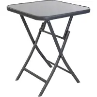 Mojawo Table de bistrot pliante résistante aux intempéries gris foncé verre / métal 60x60xH70cm