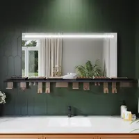 Sonni miroir de salle de bains 120 x 60 cm, tricolore, intensité lumineuse variable, RA90, antibuée, avec tablette multifonctionnelle