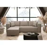 AX Living Beige canapé d'angle avec fonction sommeil Vinoria 255cm G