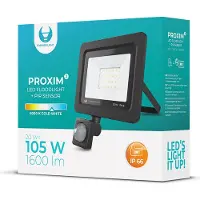 Forever Light Projecteur LED PROXIM ll IP66 Projecteur étanche 20W Remplace 105W Blanc froid (6000K) 1600LM Avec détecteur de mouvement Spotlight Projecteur extérieur Projecteur mural