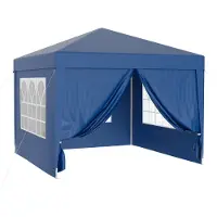 Wiltec Pavillon 3 x 3 m en bleu avec protection UV 50+, gazebo de jardin avec côtés amovibles, tente de réception avec fenêtres pour terrasses et festivals, par exemple
