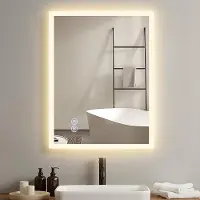 ZMH Éclairage pour miroir de salle de bain 70 x 50 cm Miroir de salle de bain LED à intensité variable avec interrupteur tactile Antibuée Miroir mural Miroir de salle de bain Miroir lumineux