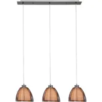 Brilliant Lampe Relax Suspension 3flg bronze/chrome | 3x A60, E27, 60W, g.f. Lampes normales n. ent. | Réglable en hauteur / Câble raccourcissable | Convient aux ampoules LED