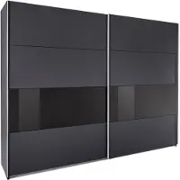 Wimex Armoire à portes coulissantes Bramfeld Armoire à vêtements Finition au choix, graphite / verre noir, 270 x 64 x 208 cm