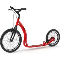 Yedoo Rodstr Alloy Roller Scooter Trottinette - pour adultes et adolescents, jusqu'à 150 kg, avec pneus gonflables 20/16 et guidon réglable rouge