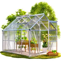 Gardebruk Serre en aluminium 250x190x195cm avec fondations