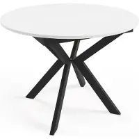 FURNLUX Table de salle à manger Leia Blanc 100cm / Couleur principale : Blanc / Dimensions : 100 x 78 x 138 cm