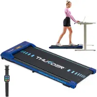 Thunder Tapis de course IDEA-BLUE 101 x 38 cm 6 km/h FitShow LED Bluetooth Haut-parleurs Roulettes de transport