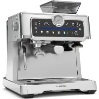 Klarstein GrandPresso Touch Machine à café en grain – 20 Bars, 1350 W, Écran tactile, Broyeur intégré, Réservoir 2,3 L, Acier inoxydable, Mousseur à lait, Système Thermoblock