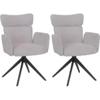 Mendler Lot de 2 chaises de salle à manger HWC-N11, chaise pivotante à retour automatique, tissu bouclé 350 g/m² Öko-Tex gris clair, pieds gris foncé