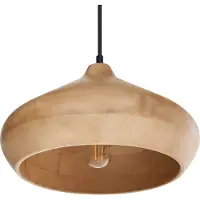 Beliani Lampe pendante en bois de manguier marron abat-jour rond pour plafond Style moderne Cuisine Salle à manger