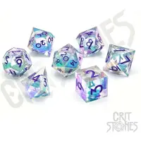 GlassStaff Zestaw Kości RPG CritStones Fantasia z Płynym Wnętrzem (7)